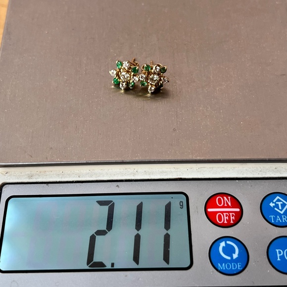 VINTAGE 14K YELLOW GOLD DIAMONDS & EMERALDS STUDS & EARRINGS JACKETS VERSATILE - Picture 12 of 16